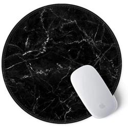 ITNRSIIET [20% Larger] Mouse Pad with Stitched Edge Premium-Textured Mouse Mat Waterproof Non-Slip Rubber Base Round Mousepad for Laptop PC Office 8.7×8.7×0.12 inches, Black Marbling