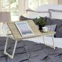 HouseInBox Wooden Laptop Desk, Separated Bed Tray Lap Desk Table, Adjustable Angle Desktop with Foldable Metal Legs, 25.5 x 11.8 Inch (Wood White)