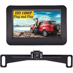 Yakry Y11 HD 1080P Vehicle Backup Camera with 4.3 Inch Monitor One Wire Kit for Reverse/Rear View License Plate Reverse Camera for Cars,SUVs,Pickups IP69 Waterproof Night Vision Guide Lines DIY