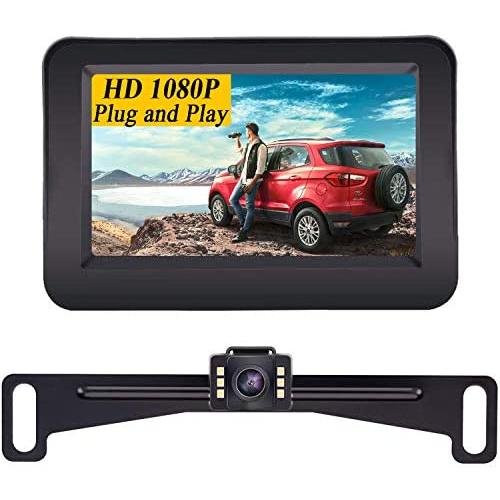 Yakry Y11 HD 1080P Vehicle Backup Camera with 4.3 Inch Monitor One Wire Kit for Reverse/Rear View License Plate Reverse Camera for Cars,SUVs,Pickups IP69 Waterproof Night Vision Guide Lines DIY