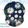 Boutilon Wrist Mouse Pad, Non-Slip Ergonomic Mouse Pad with Gel Wrist Rest Support, Gaming Mouse Pad 8.7 x 7.5 inches Pad for Computer, Laptop, Home, Office (Daisy Flowers White-Wrist)