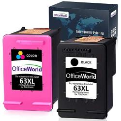 OfficeWorld Remanufactured 63 63XL Ink Cartridge Replacement for HP 63XL 63 XL Ink Cartridge (Black + Color), Work with HP Envy 4520 4516 Officejet 4650 3830 3831 4655 Deskjet 2130 2132 1112 3630 3633