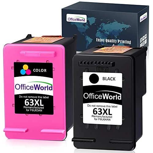 OfficeWorld Remanufactured 63 63XL Ink Cartridge Replacement for HP 63XL 63 XL Ink Cartridge (Black + Color), Work with HP Envy 4520 4516 Officejet 4650 3830 3831 4655 Deskjet 2130 2132 1112 3630 3633
