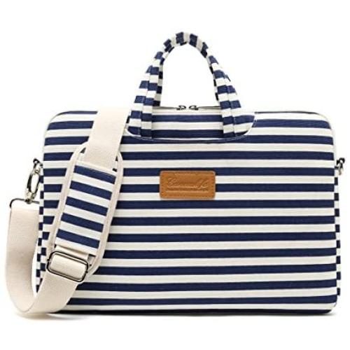 Canvaslife Breton Stripe Pattern 15 inch Waterproof Laptop Shoulder Messenger Bag Case with Rebound Bubble Protection for 14 inch-15.6 inch Laptop 15 Case Bag