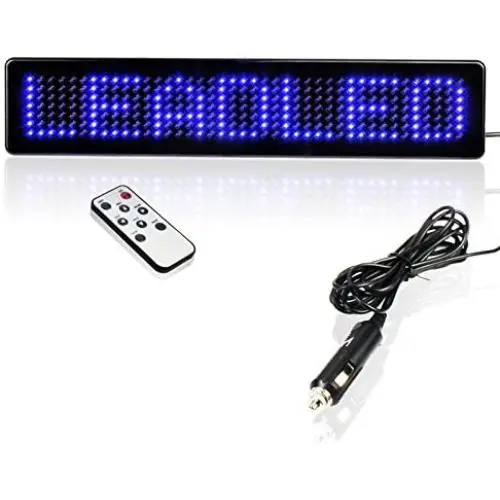 Leadleds Remote Led Programmable Sign Driving Lights for Cars/motorcycle/bicycle/vehicle, By Remote Program English, European Characters, Number, Punctuation, Symbol, Easy Program (Blue)