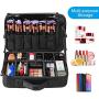 Relavel Makeup Bag Travel Makeup Train Case 13.8 inches Large Cosmetic Case Professional Portable Makeup Brush Holder Organizer and Storage with Adjustable Dividers and Shoulder Strap Black