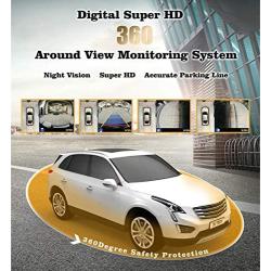CarThree 360 Degree Bird View System Waterproof Seamless 4 Camera Car DVR Universal All Round View Camera System with Super Hd 1080P Night Vision for All Car