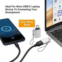 AGVEE [2 Pack] Zinc USB-C Male to USB-A 3.0 Female OTG Adapter & [2 Pack] USBC Female to USB-A 2.0 Male Converter, for MacBook Pro, iPad Pro 2020 Air 4, Galaxy S20 S10 Note 20 10, Pixel 2 3 4, Silver