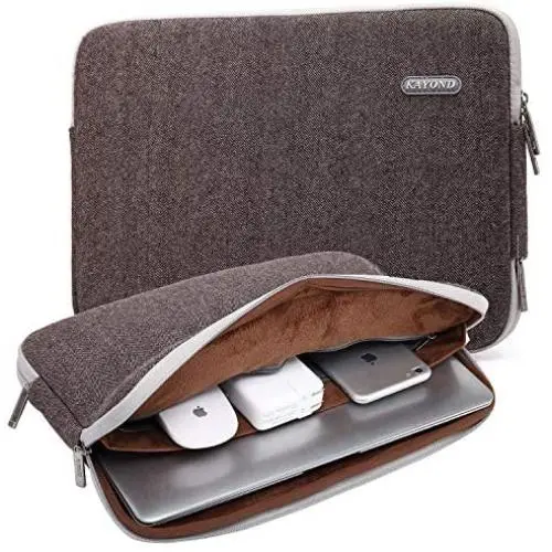 KAYOND Herringbone Woollen Water-Resistant for 11-11.6 Inch Laptop Sleeve Case Bag (11-11.6 Inches, Brown)