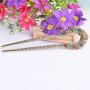 2 Pcs Vintage Hair Stick, Crystal Rhinestone Double Prong Hair Pin Stick Hairstyle Chignon Hairpin