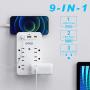 USB Wall Outlet, Surge Protector with 6 Outlet Extender 6 USB (USB-C 3.1 A 2 USB-A), Multi Plug Outlet Extender, USB Wall Charger, Wall Plug Adapter with Phone Holder for Office Home