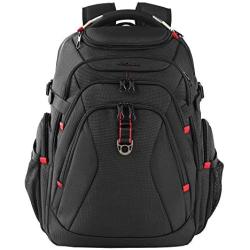 KROSER Travel Laptop Backpack 17.3 Inch XL Heavy Duty Computer Backpack with Hard Shell Saferoom RFID Pockets Water-Repellent Business College Daypack Stylish School Laptop Bag for Men/Women-Black