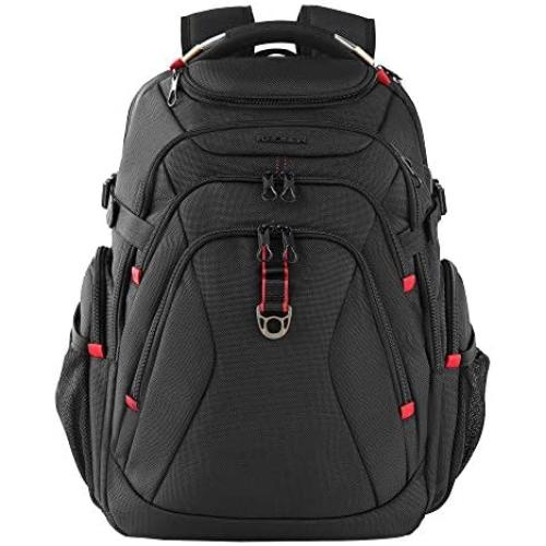 KROSER Travel Laptop Backpack 17.3 Inch XL Heavy Duty Computer Backpack with Hard Shell Saferoom RFID Pockets Water-Repellent Business College Daypack Stylish School Laptop Bag for Men/Women-Black