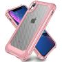 iPhone XR Case with [ Screen Protector Tempered Glass x2Pack] SUPBEC Protective Phone Cover with Silicone PC+TPU Shockproof Rubber Heavy Duty Case for iPhone XR Cases-Clear Rose Gold
