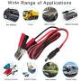 KUNCAN DC 5.5 2.1mm Battery Clamps Extension Cord - 12v Battery Alligator Clips Car Charger Power Supply Cord DC Connector Male Barrel Plug to Battery Clamp-on Charger Cable for Auto Accessories(5FT)