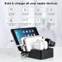 KeyEntre 6 Port USB Charging Station Multi Device USB Charging Dock Station HUB Desktop Charger Stand Organizer Compatible for iPhone ipad Airpods pro iwatch Kindle Tablet Multiple Devices, Black