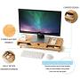 Homerays Bamboo Monitor Stand, No Assembly Required Exquisite Monitor Stand with Drawer, Ergonomic Height Bamboo Wood Monitor Stand, for Computer Monitor Riser