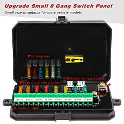 8 Gang Switch Panel Kit, Auto Power Plus Circuit Control Box Electronic Relay System Universal ON/Off Touch Switch Box with Harness and Label Stickers for Truck ATV UTV Boat Marine