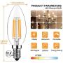 LEDERA Dimmable E12 Candelabra LED Light Bulb, 40 Watt Equivalent, Warm White 2700K, Filament Clear Glass Candle Lamp for Ceiling Fan Home Decor, Pack of 12