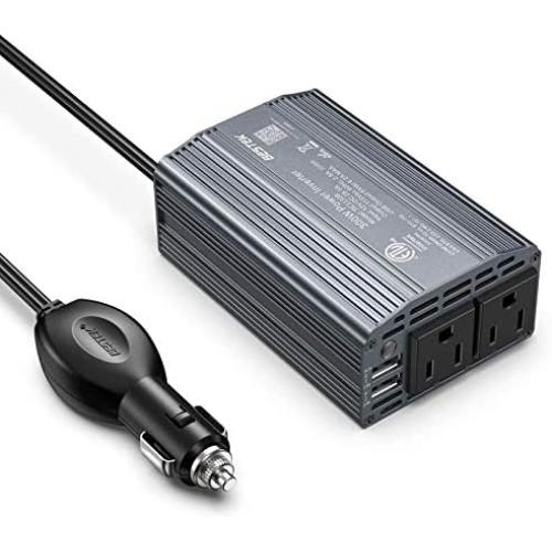 BESTEK 300W Power Inverter DC 12V to 110V AC Car Inverter with 4.2A Dual USB Car Adapter (Gray)