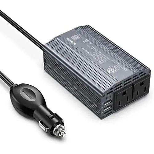 BESTEK 300W Power Inverter DC 12V to 110V AC Car Inverter with 4.2A Dual USB Car Adapter (Gray)
