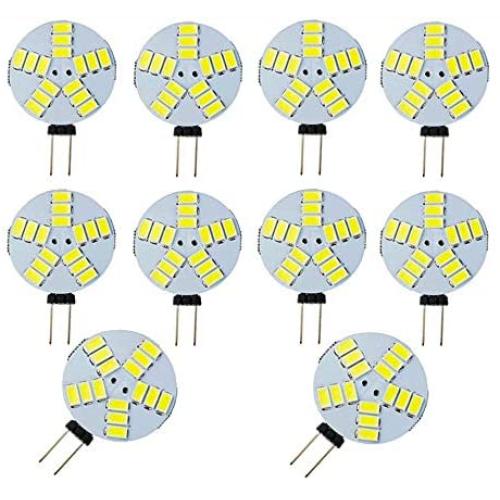 JKLcom G4 LED Bulb 4W G4 Bi-Pin Base 4 Watt LED Light Bulb DC 12V, 4W(Equivalent to 30W Halogen Bulb),for Landscape Ceiling Recessed Puck Lighting,Not-Dimmable,Cool White 6000K,15LED 5730SMD,10 Pack