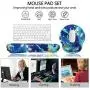 HAOCOO Keyboard Wrist Rest and Ergonomic Mouse Pad Wrist Support Set with Non-Slip Backing Memory Form-Filled, Easy-Typing and Pain Relief for Gaming Office Computer Laptop (Blue&Gold Marble)