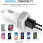 Maxboost Car Charger with SmartUSB Port 4.8A/24W [White/Grey] Charger Adapter for iPhone 12 11 Pro Max/XS Max/XR/XS/X/8/7/Plus, S20 Ultra/S10/S10+/S10e/Note,LG,iPad Pro/Air 2/Mini,Huawei, Moto,Pixel