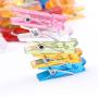 BIHRTC 100pcs 1.4'' Mini Colorful Clear Plastic Utility Paper Clip Clothespins Clip Clothes Line Clips Photo Clips