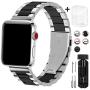 Fullmosa Compatible Apple Watch Band 40mm 44mm 38mm 42mm with Watch Case, Stainless Steel Metal for Apple Watch Series SE 6 5 4 3 2 1 Bands, 38mm 40mm Silver+Black