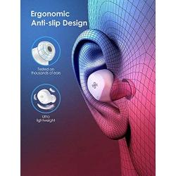 Bluetooth Earbuds, Boltune Bluetooth 5.1 with 4 Mics Ultralight Comfort Wireless Earbuds, CVC 8.0 Stereo Sound Deep Bass, IPX8 Waterproof in-Ear Headphones, Single/Twin Mode for iPhone/Android