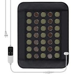 Far Infrared Heating Pad Mat for Back, Neck, Shoulders, Cramps, Pain Relief with Natural Jade and Tourmaline, Auto Shut Off, Smart Timer and Heat Settings, 15.7” x 20.5” (AC)