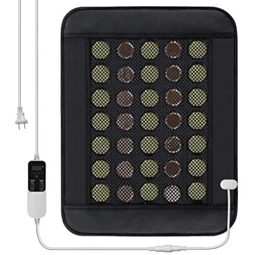 Far Infrared Heating Pad Mat for Back, Neck, Shoulders, Cramps, Pain Relief with Natural Jade and Tourmaline, Auto Shut Off, Smart Timer and Heat Settings, 15.7” x 20.5” (AC)