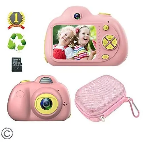 Feeyea Kids Camera with 18 Million Pixels Dual lens,with Carrying Case, Anti-drop Childrens real camera with Soft Silicone Shell,Great toy for 4-8 Years Girl,Pink(32GB TFcard included) Feeyea Kids Camera with 18 Million Pixels Dual lens,with Carrying Case, Anti-drop Childrens real camera with Soft Silicone Shell,Great toy for 4-8 Years Girl,Pink(32GB TFcard included)