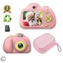 Feeyea Kids Camera with 18 Million Pixels Dual lens,with Carrying Case, Anti-drop Childrens real camera with Soft Silicone Shell,Great toy for 4-8 Years Girl,Pink(32GB TFcard included)