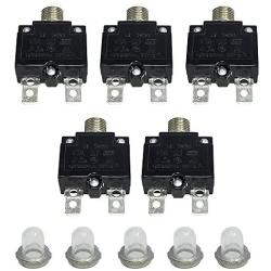 IZTOSS 5PCS 15Amp Circuit Breakers with Manual Reset Waterproof Button Transparent Cover DC50V AC125-250V with Quick Connect Terminals