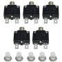 IZTOSS 5PCS 15Amp Circuit Breakers with Manual Reset Waterproof Button Transparent Cover DC50V AC125-250V with Quick Connect Terminals