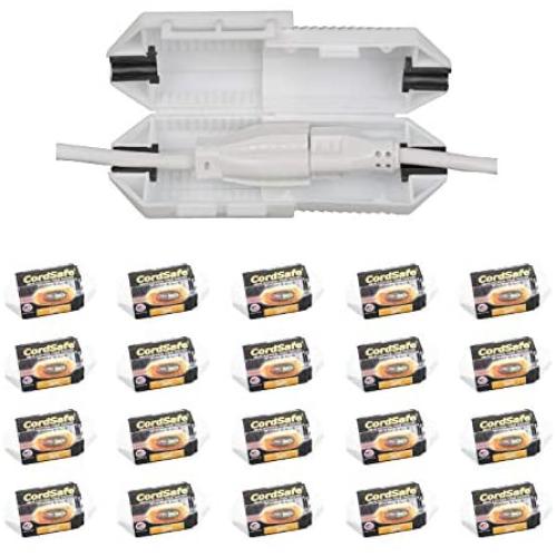 20 pk White CordSafe Extension Cord Safety Cover with Water Resistant Seal