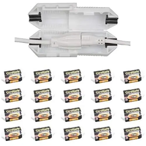 20 pk White CordSafe Extension Cord Safety Cover with Water Resistant Seal