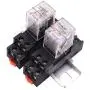 TWTADE/2PCS 10A AC 110V Electromagnetic Power Coil Relay 8 pins DPDT 2NO+2NC with Indicator lamp,Aluminum Rail,Screw,Hook and YJTF08A-E Base