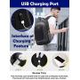 Backpack for School College Student Sturdy Bookbag Travel Business with USB Charging Port Laptop compartment Chest Straps Anti Theft Night Light Reflective (Black)