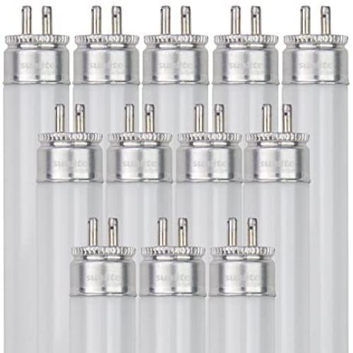 Sunlite F54T5/850/HO/12PK T5 High Output Performance Mini Bi-Pin (G5) Base Straight Tube Light Bulb (12 Pack), 54W/5000K, Soft White