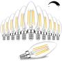 12-Pack Dimmable E12 LED Candelabra Bulbs 60W Equivalent, 2700K Soft Warm White, 600 Lumens B11 Candle Base 6W C35 LED Filament Vintage Light Bulbs, Clear Glass for Chandelier Ceiling Fan High CRI 90+