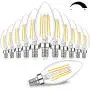 12-Pack Dimmable E12 LED Candelabra Bulbs 60W Equivalent, 2700K Soft Warm White, 600 Lumens B11 Candle Base 6W C35 LED Filament Vintage Light Bulbs, Clear Glass for Chandelier Ceiling Fan High CRI 90+