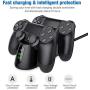 PS4 Controller Charger, BEBONCOOL PS4 Wireless Charger Dual USB Fast Charging for Sony Playstation 4/PS4/ Pro /PS4 Slim Controller, Charging Station with LED Indicator for DualShock 4, Black