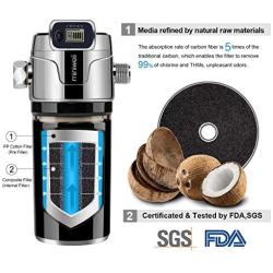 Miniwell Luxury Shower Water Filter L760-E201 with digital screen and Replaceable Cartridges, Shower Head Filter with Double Filters, Remove 99% Chlorine (Shower Filter-Black color)