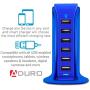 Aduro 40W 6-Port USB Desktop Charging Station Hub Wall Charger for iPhone iPad Tablets Smartphones with Smart Flow (Blue) Aduro 40W 6-Port USB Desktop Charging Station Hub Wall Charger for iPhone iPad Tablets Smartphones with Smart Flow (Blue)
