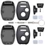 Cutting Not Required - Replacement Key Fob Keyless Entry Remote Shell Case for Honda Civic/Accord/CR-V/Fit/Odyssey/Pilot/Ridgeline/CR-Z Car Key Fob Cover (2+1 Button, Black 2Pcs)
