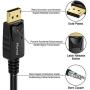 Moread DisplayPort to DisplayPort Cable, 6 Feet, 5 Pack, Gold-Plated Display Port Cable (4K@60Hz, 2K@144Hz) DP Cable Compatible with Computer, Desktop, Laptop, PC, Monitor, Projector - Black