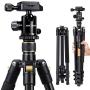 K&F Concept 62 DSLR Tripod, Lightweight and Compact Aluminum Camera Tripod with 360 Panorama Ball Head Quick Release Plate for Travel and Work (TM2324 Black)